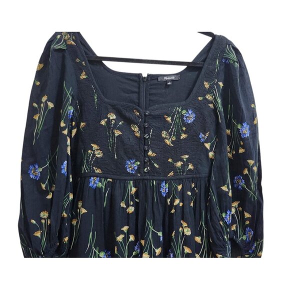 Madewell Xiomara Floral Print Long Sleeve Cotton Dress Size 0 - Picture 5 of 16
